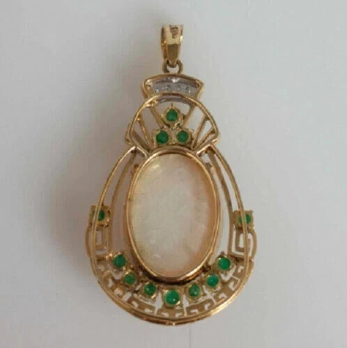 Elegante colgante vintage de ópalo de fuego natural de 3,00 quilates de corte ovalado enchapado en oro amarillo de 14 quilates Foto 3 de 4