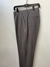 Men's Pants Flat Front ,Modern Fit ,Plaid Black  Taupe Art.322