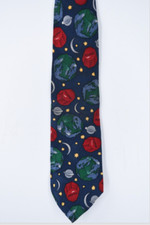 TABASCO Sauce McIlhenny Planets Part Moon Saturn Silk Rare Necktie Made in USA