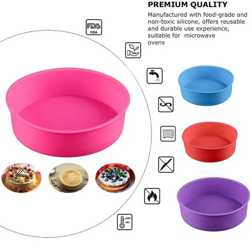 4/6/8/10" Silicone Round Bread Mold Cake Pan Muffin Bakeware Baking Tray Tool UK - Picture 5 of 11