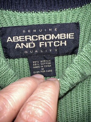 92 Abercrombie And Fitch Vintage Racing Stripe Sweater Green