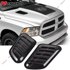 For Dodge Ram Glossy Black Racing Front Car Hood Air Flow Vent Decor Trim 2Pcs