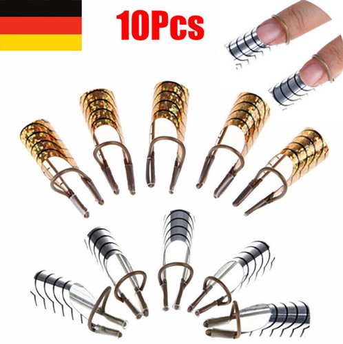 10x Nail Art Przedłużanie Kształt paznokci Żel UV Końcówki Naklejki Narzędzie-DE - Zdjęcie 1 z 16