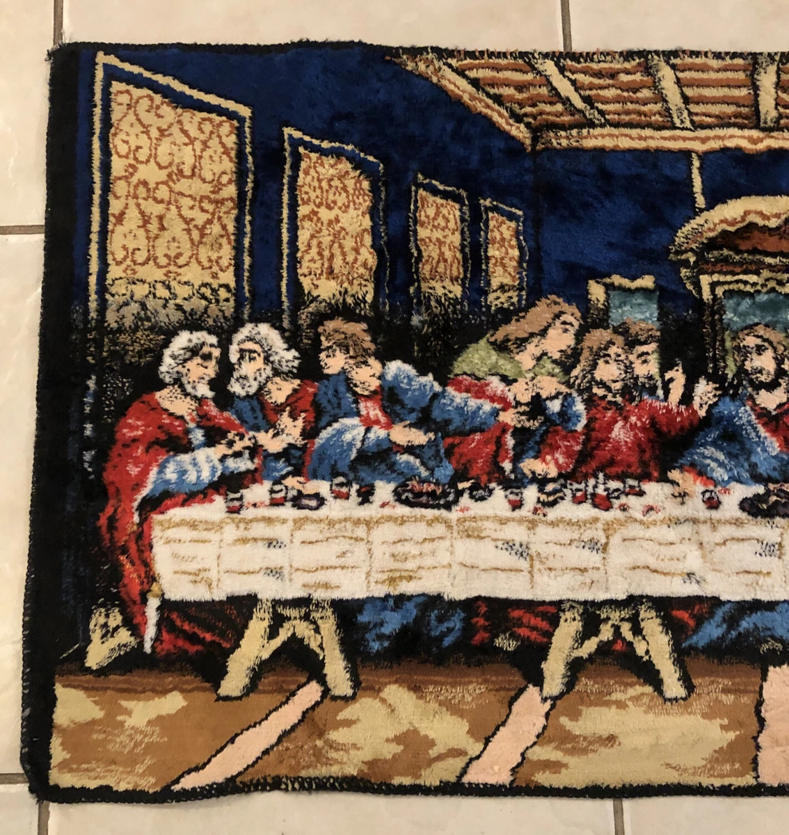VTG The Last Supper Jesus Christ Religious Tapestry Wall Hanging 37.25 X 18.50
