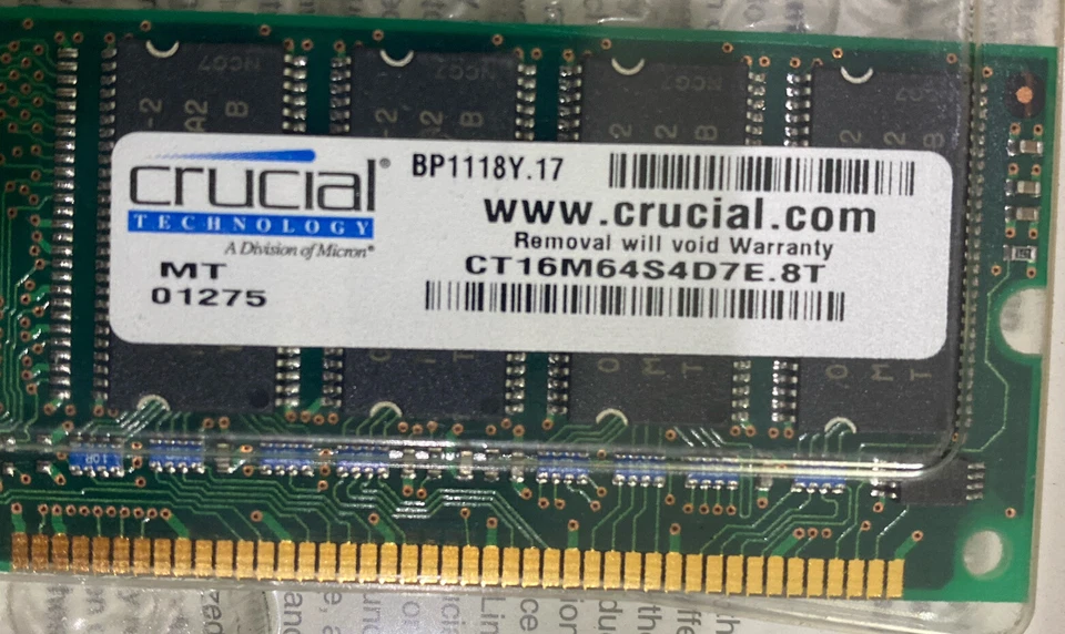 CRUCIAL 102336 128Mb 168 Pin DIMM 16x64 SDRAM PC133 - Image 4 of 4
