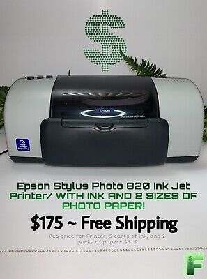 Epson Stylus Photo 820 Ink Jet Printer/ WITH INK AND 2 SIZES OF PHOTO  PAPER! | eBay