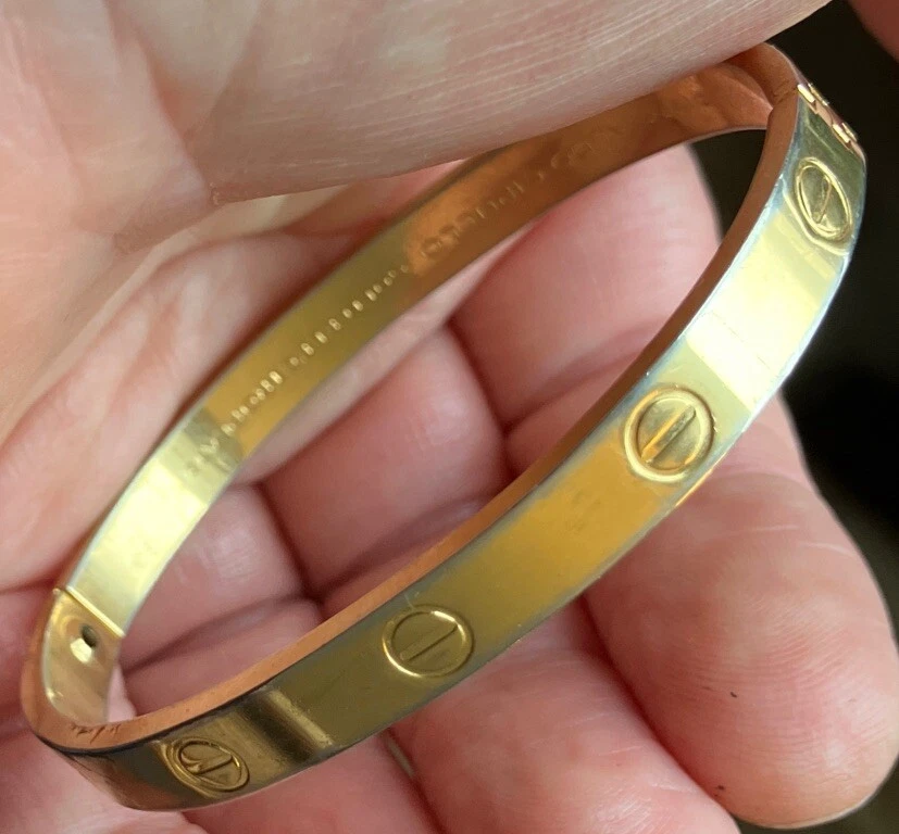 18k yellow gold Cartier love bracelet with 10 diamonds, small model |  vividdiamonds