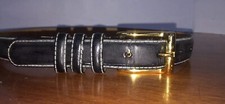 Amanda Smith Womens Sz. S Black Leather Vinyl Lined Belt Brass Buckle