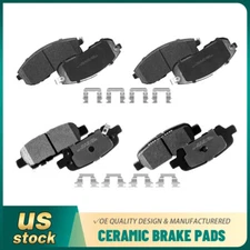 Front + Rear Ceramic Brake Pads w/Hardware For 2002 2003 2004-2013 Nissan Altima