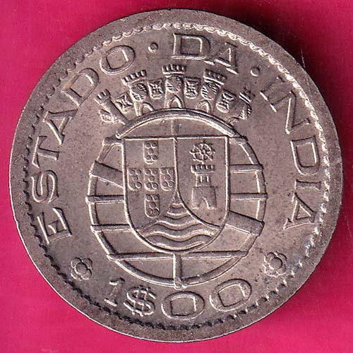 PORTUGUESE INDIA GOA 1 ESCUDO 1959 RARE COIN #Z74