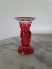 Vintage Crystal Hand Vase with Ruby Stain