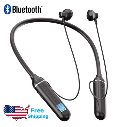 Wireless Bluetooth Neckband Headphones Mic Headset Stereo Earbuds Earphone
