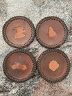 Set of 4 Leather Coasters, With Leather Stitching, 8 to 10 oz Leather