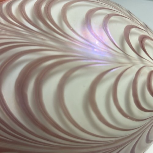 Pulled Feather Iridescent Large Art Glass Egg - Picture 8 of 8