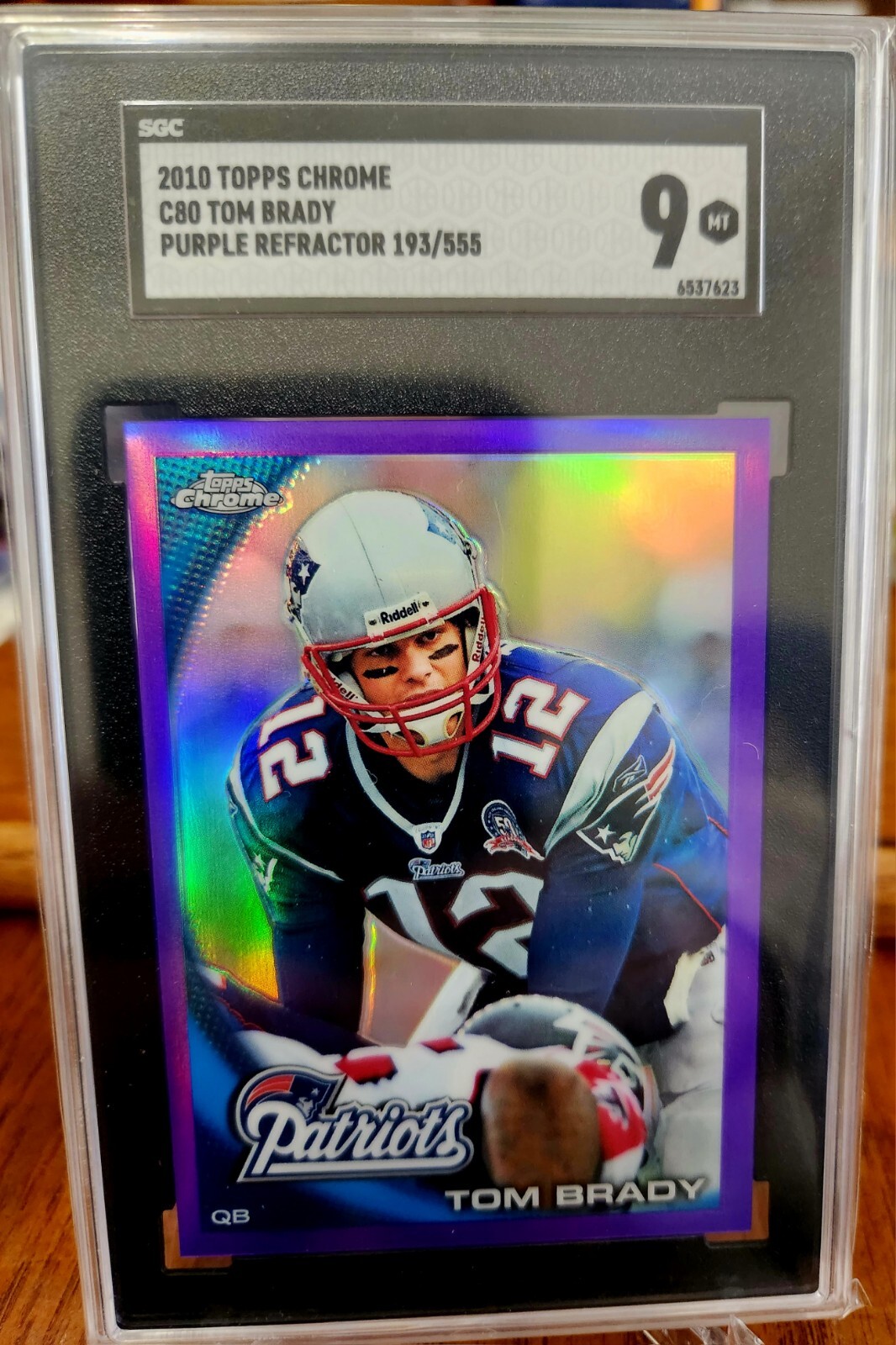 2010 TOPPS CHROME PURPLE REFRACTOR #C80 TOM BRADY #/555 SGC 9