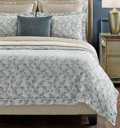 Sferra Blumi Storm Blue Standard Sham Floral Cotton Sateen Jacquard Italy New - Picture 4 of 4