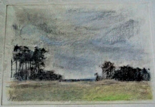 Franz Ehmke 1928 -2018 GDR Painter View Übers Field At Rehmater With Baumbestand