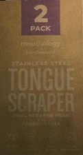 Raspador de lengua Basic Concepts Mouthology paquete de 2 con estuche de acero inoxidable NUEVO