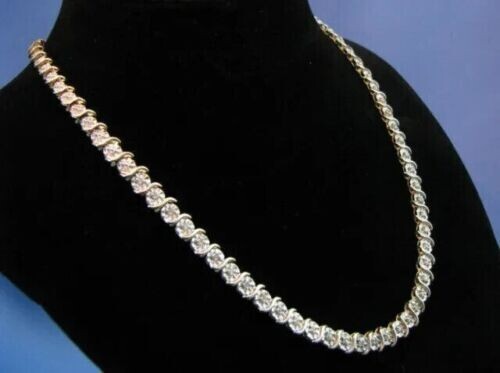 Splendida collana 35 ct diamanti bianchi creati in laboratorio placcati oro bianco AAA VVS1 - Foto 1 di 4