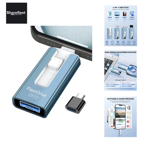USB Stick 256GB für Phone, 4 in 1 USB Speicherstick für Phone/Pad/Android Han...
