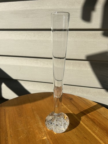 Vintage Clear Indented Cloud Base Bubbles Art Glass Bud Vase 10" See Notes