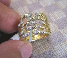 NEW DAVID YURMAN WILLOW FIVE-ROW 18K YELLOW GOLD RING WITH DIAMONDS retail $5300
