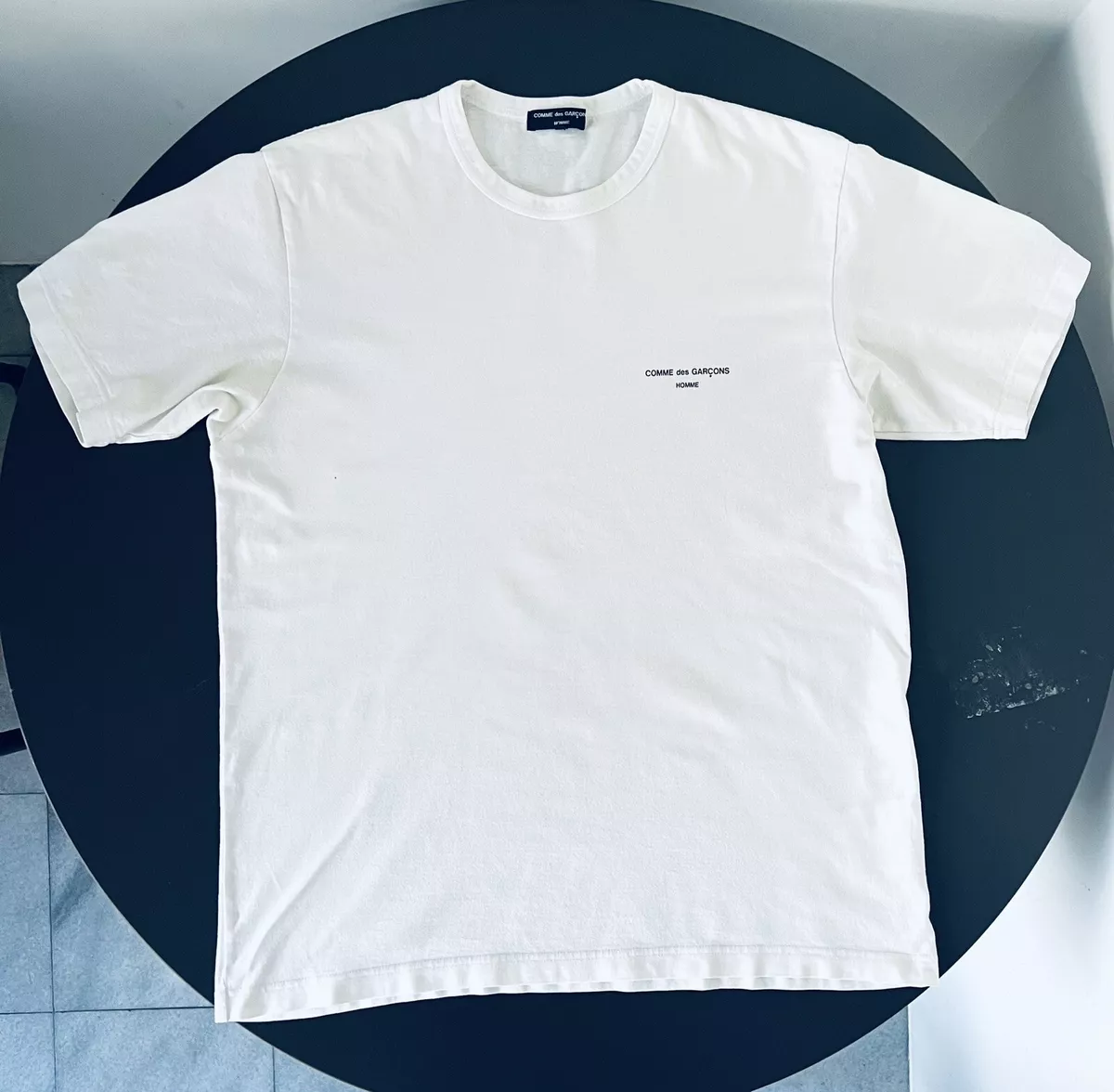 Comme des garçons homme size L white logo t-shirt tee cotton Japan