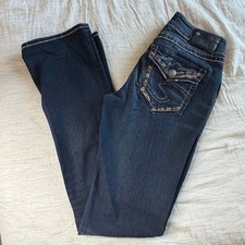 Silver Jeans Co. Women's 28 Dark Blue Suki Mid Slim Bootcut Jeans Fluid Denim