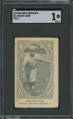 #ad 1922 NEILSON#x27;S CHOCOLATE ADOLFO LUQUE 72 POOR V61 TYPE 1 SGC 1 CINCINNATI REDS $180.00