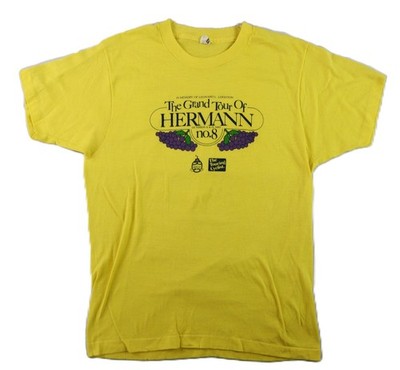 VTG 1985 USA Adult Large Grand Tour Hermann #8 Cycling Yellow Crew Neck T-Shirt