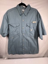 Columbia PFG Bahama II short-sleeve fishing shirt in a blue/teal color Sz Large