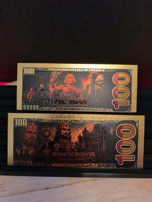 He-man And King Randor Masters of the Universe Gold Foil Bank Notes Novelty Item