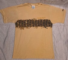 Vintage Y2K Yamaha Motorycle Shirt Medium 15x24 Tan W/Live FOR DiRT! Mud Tire