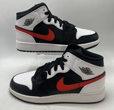 Air Jordan 1 Mid GradeSchool Chile Red White Black Sneakers 554725-075 Size 7Y
