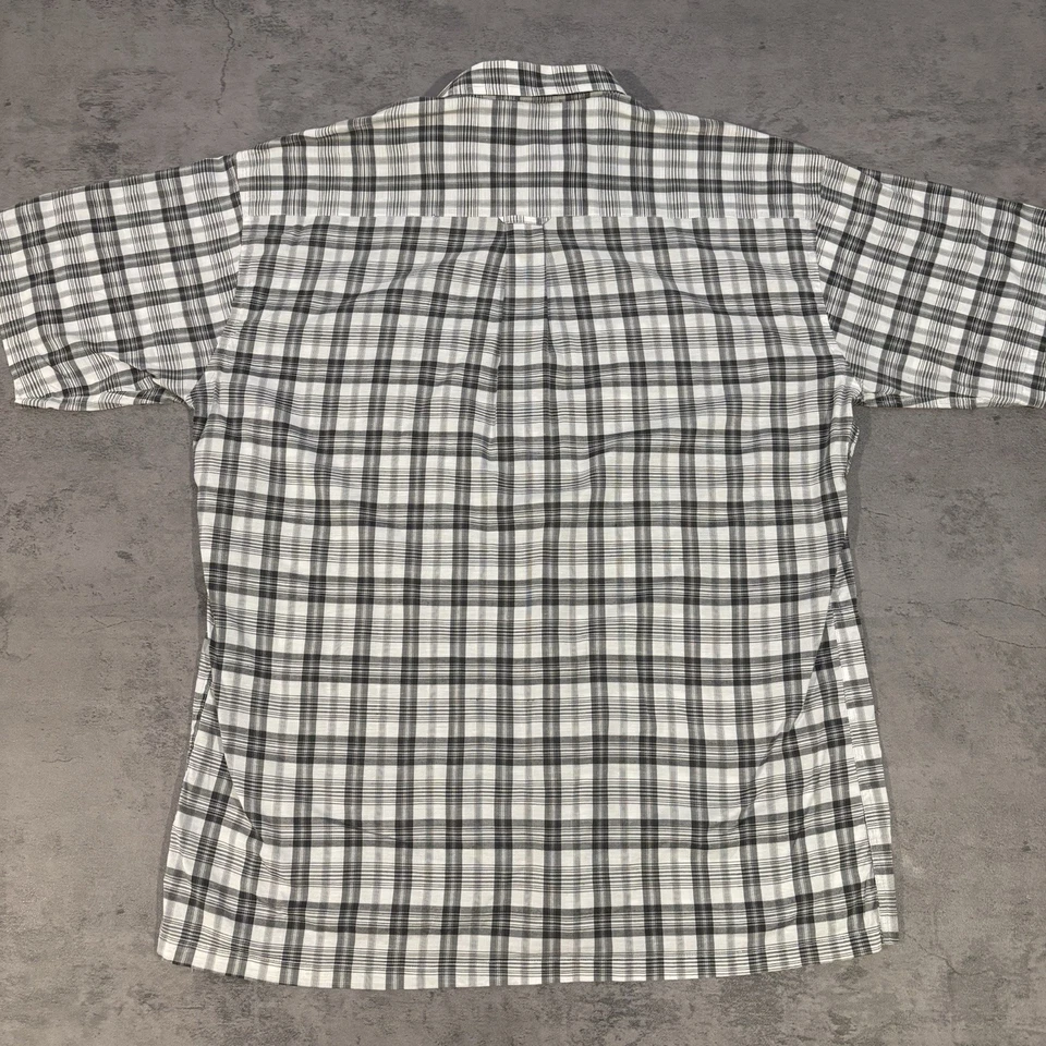 Camisa Eagle Crest Para Hombre XL A Cuadros Blanca Gris Negra Manga Corta Abotonada De Colección Foto 4 de 4