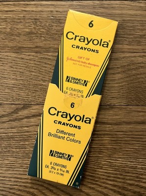 RARE Vtg 1980s Crayola Crayons 6 Count Box + Coupon Sleeve Johnsons Baby Shampoo