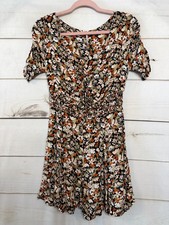 Free People Fun Flirty Mini Floral Dress Size 4 Short Sleeves Boho Chic