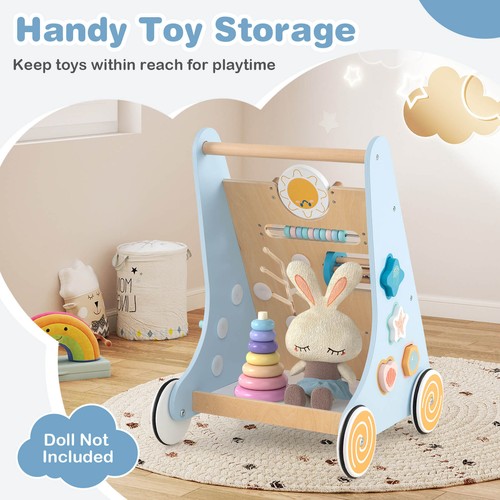 Wooden Baby Walker Push and Pull Learning Activity Center w/ Wheels Push Toy - Picture 7 of 7