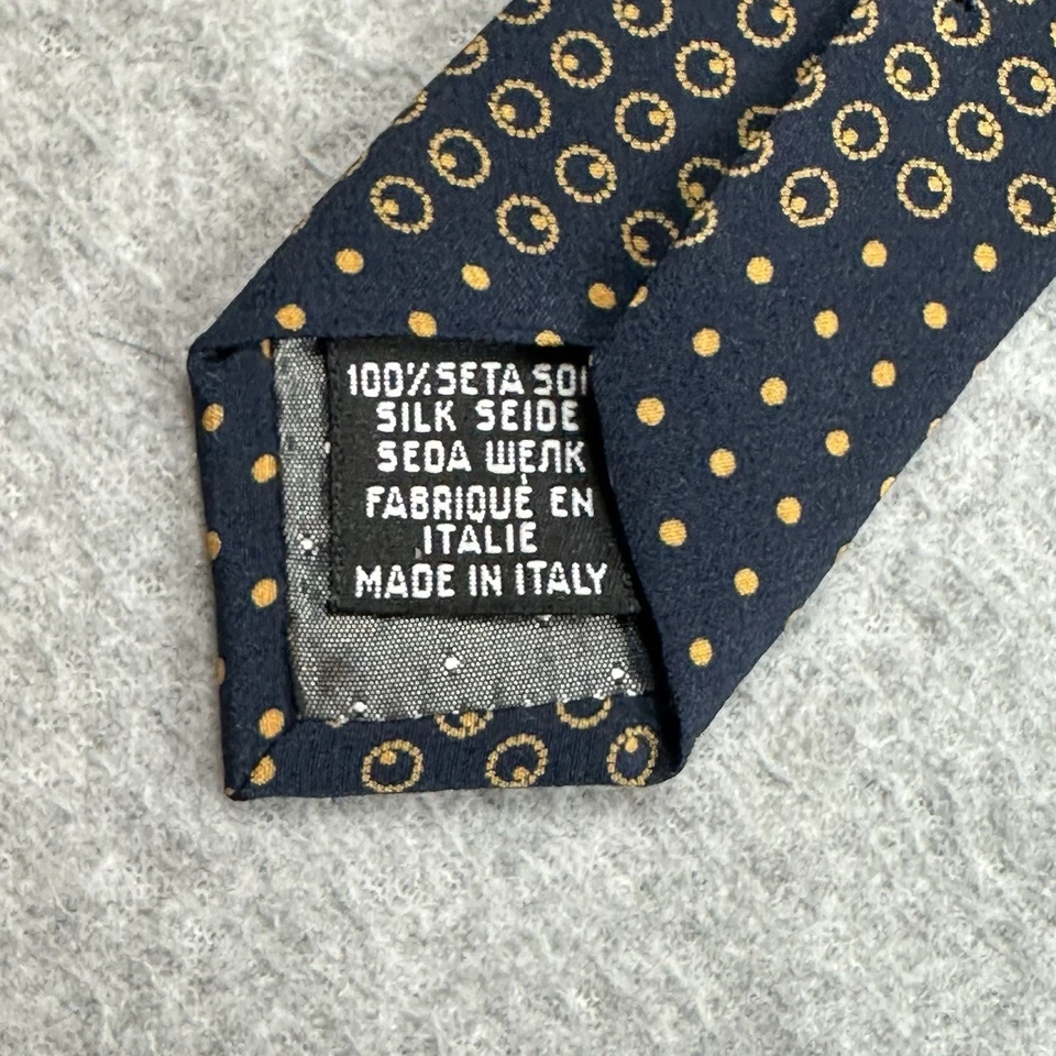 Corbata para Hombre Gianfranco Ferré Negra Seda Oro Lunares Rayas Hecha en Italia Foto 4 de 4