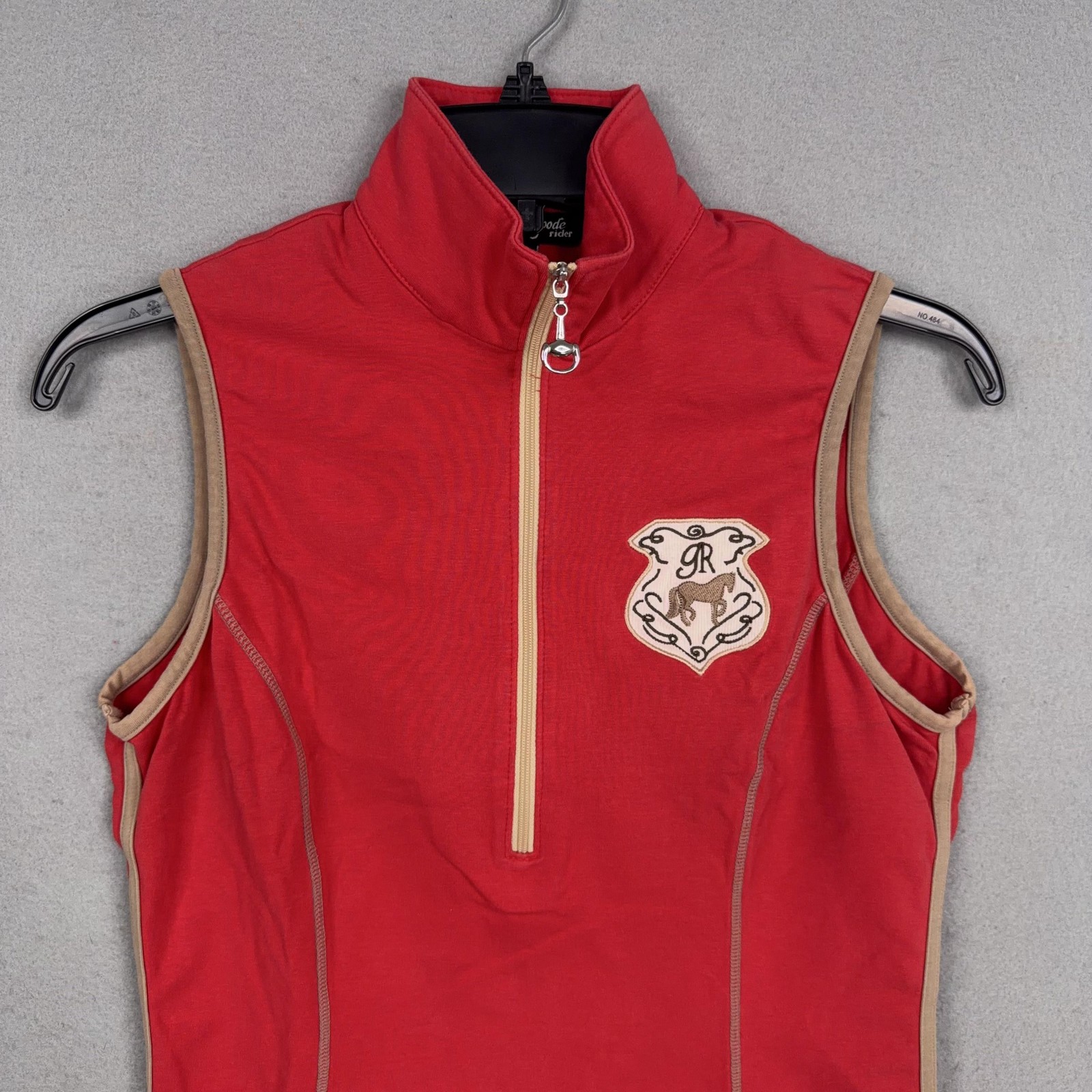 Goode Rider Shirt Womens Small Red Sleeveless Equestrian Riding Half Zip