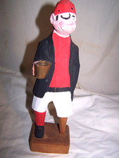 RARE Vintage Wood Hand Carved Folk Art Sea PIRATE with LEFT PEG LEG Figurine