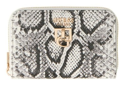 GUESS Bianca SLG Zip Around Wallet M Geldbörse Natural weiß dunkelgrau Neu
