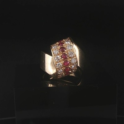 14k Gelbgold Rubin und 0,70cttw Diamant Band Wickelring Größe 6,5