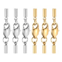 6Er-Set 2Mm Leder-Endkappen FüR Clips Mit Hummerschloss, Silber/Gold
