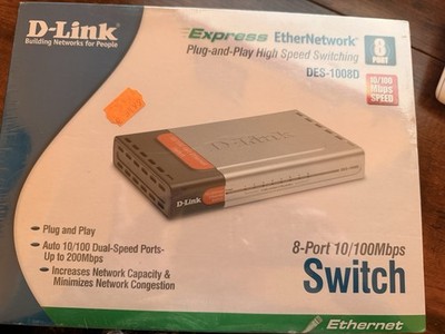 D-Link DES-1008D 8-Port Fast Ethernet Unmanaged Desktop Switch 10/100 Mbps OVP