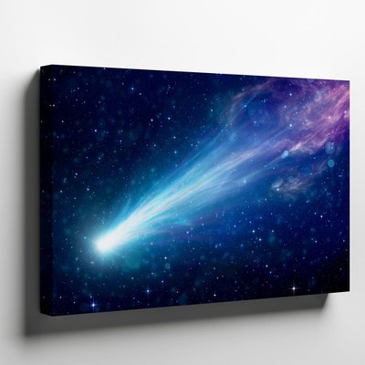 Vibrant Cosmic Scene Depicting A Luminous Comet Streaking Across A Deep Wall Art