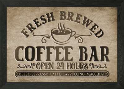 Fresh Brewed Coffee Bar Schild gerahmt Wandbild Poster Leinwanddruck Bild