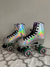 Holographic Purple High-Top Kids Roller Skates