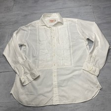 Brooks Brothers Tuxedo Shirt Mens L White Cotton Slim Fit Pleated Bib Formal