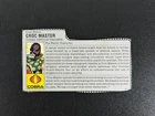 Vintage G.I. Joe File Card - Code Name: Croc Master, Cobra Reptile Trainer